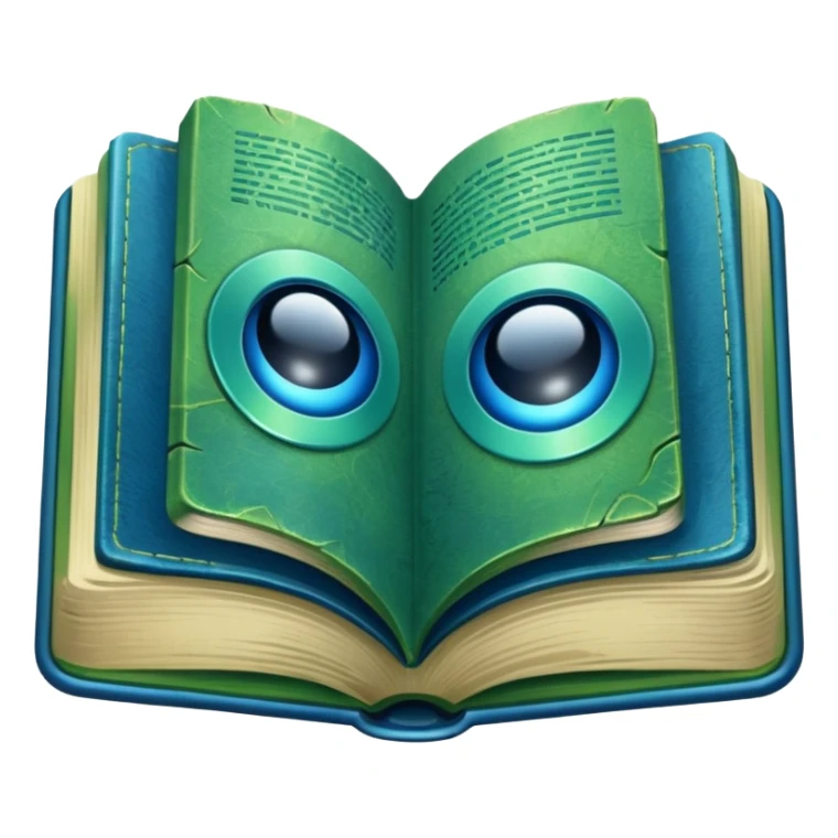 green and blue book with an abstract symbol on it sticker