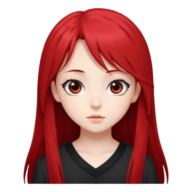 long red and black hair anime girl sticker