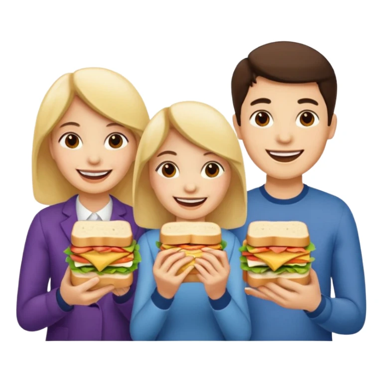 three people eating sandwich sticker