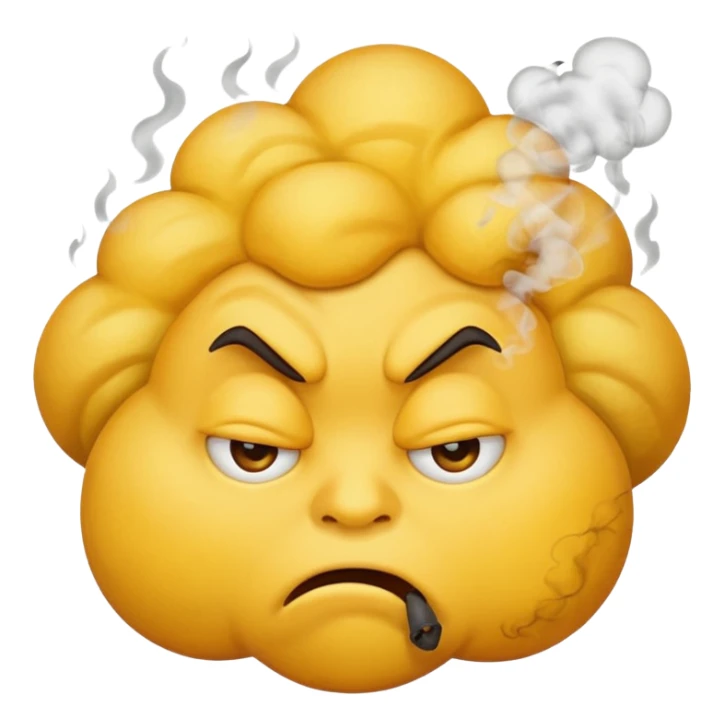 mad emoji, frowning, scrunched face, smoke puffs, very expressive sticker