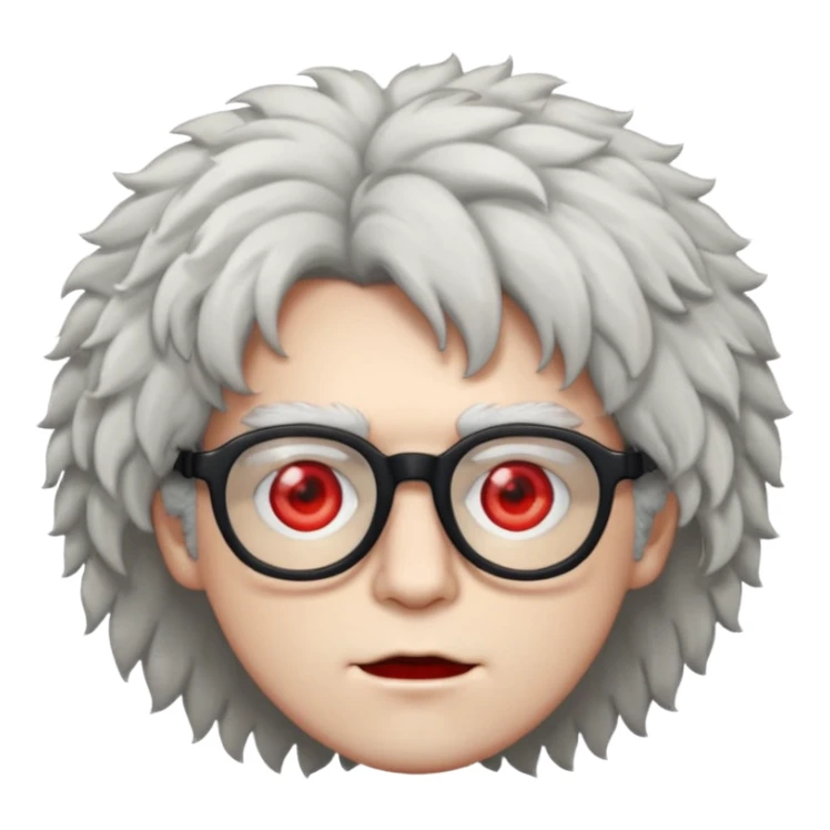 guy with fluffy hair , glasses and red eyes like from weed sticker