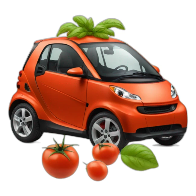 smart car made out of a tomato sticker