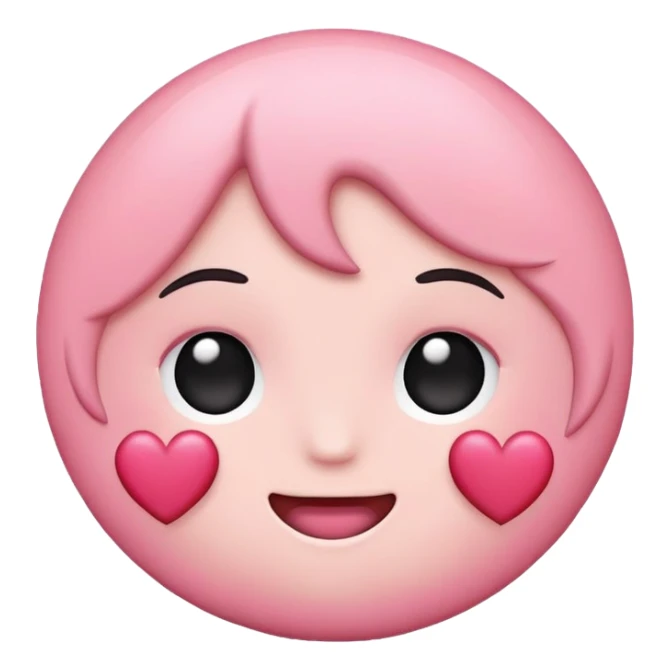 Blush emoji with hearts around it sticker