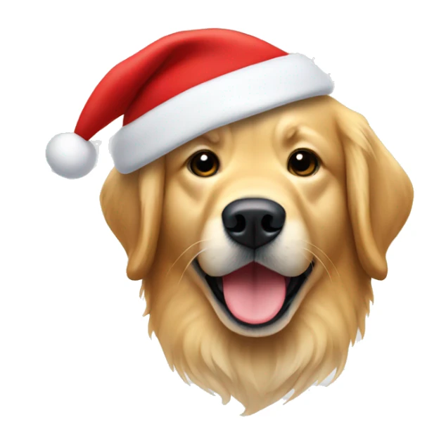 golden retriever wearing a santa hat sticker
