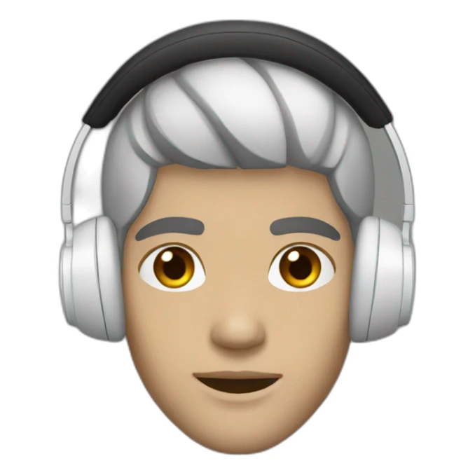 young white guy black hair headphones sticker