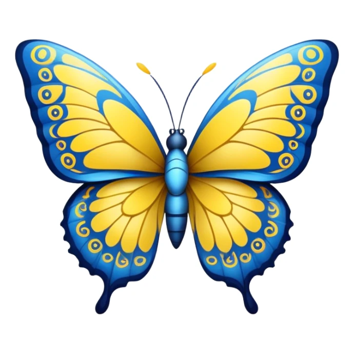 blue and yellow decorated butterfly sticker