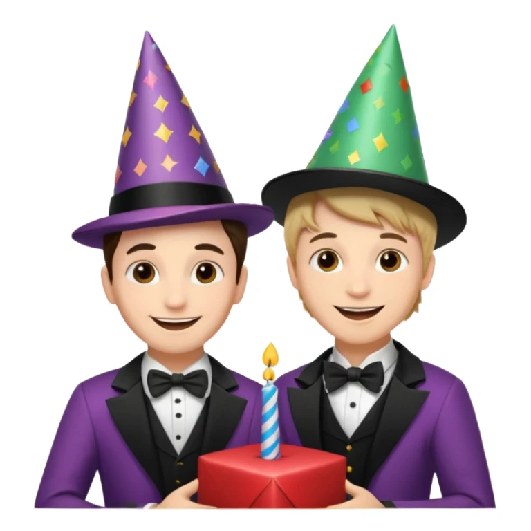magician couple celebrat boy birthday  sticker