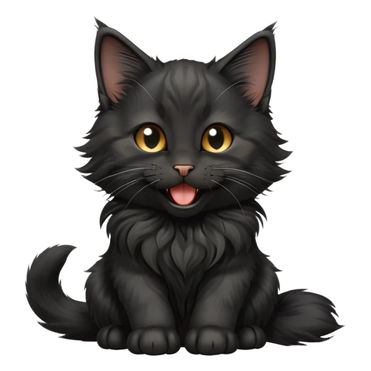 cinematic-yawning black-maine-coon-kitten-portrait-emoji,-head-tilted-playfully-and-inquisitively,-sleek--black-fur,-simplified-yet-adorable-features,-highly-detailed,-glowing-with-a-warm,-friendly-glow  sticker