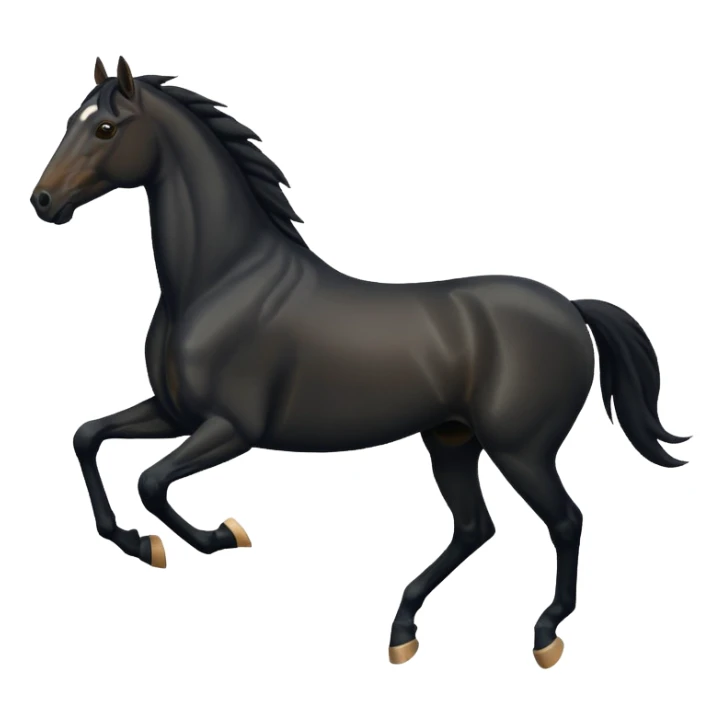 black horse chasing a running man, in realistic simple image style sticker