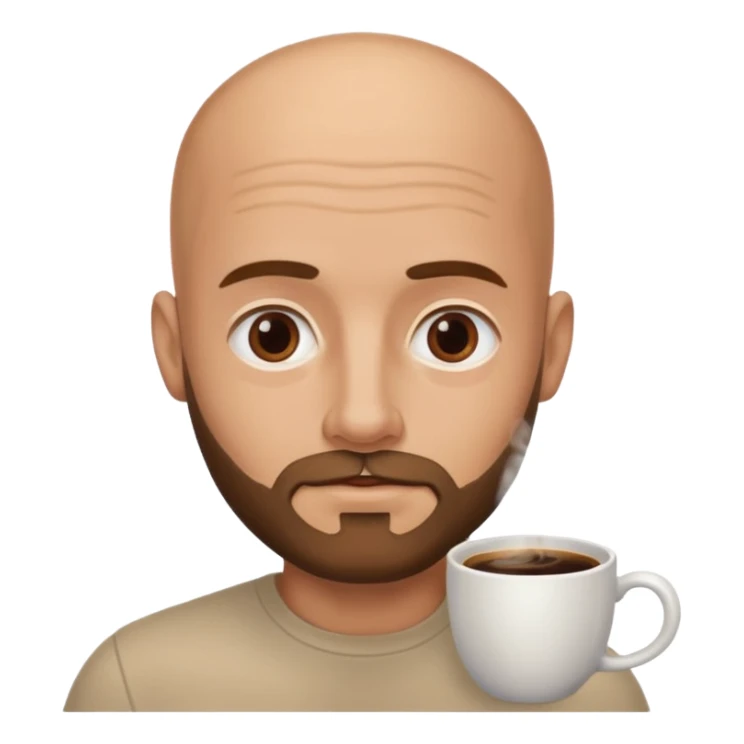 men with coffee no hair, a little beard and no wrinkles sticker