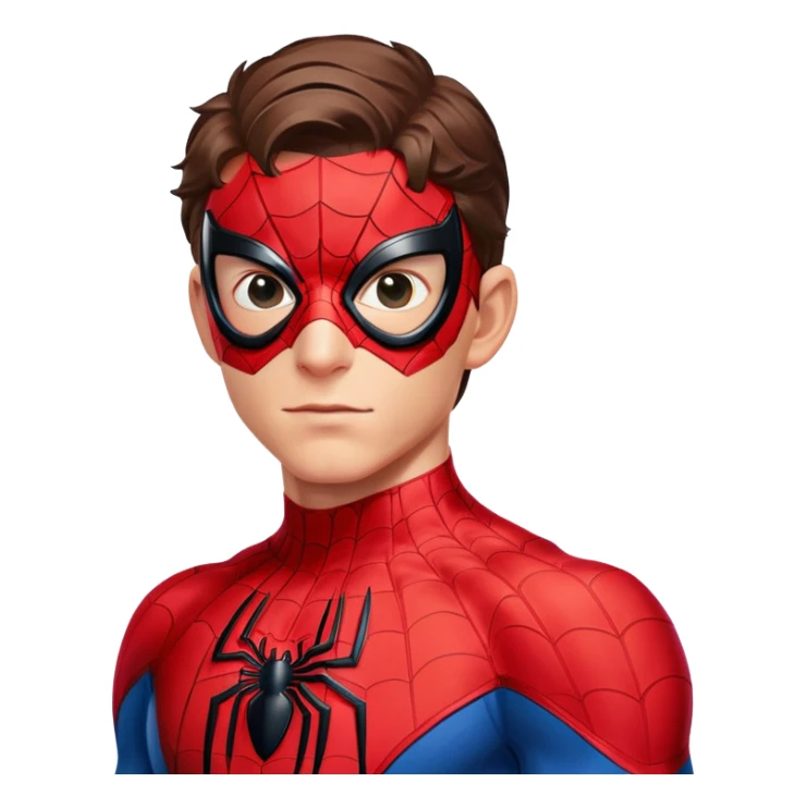 Tom Holland as Spider-Man with mask half off sticker