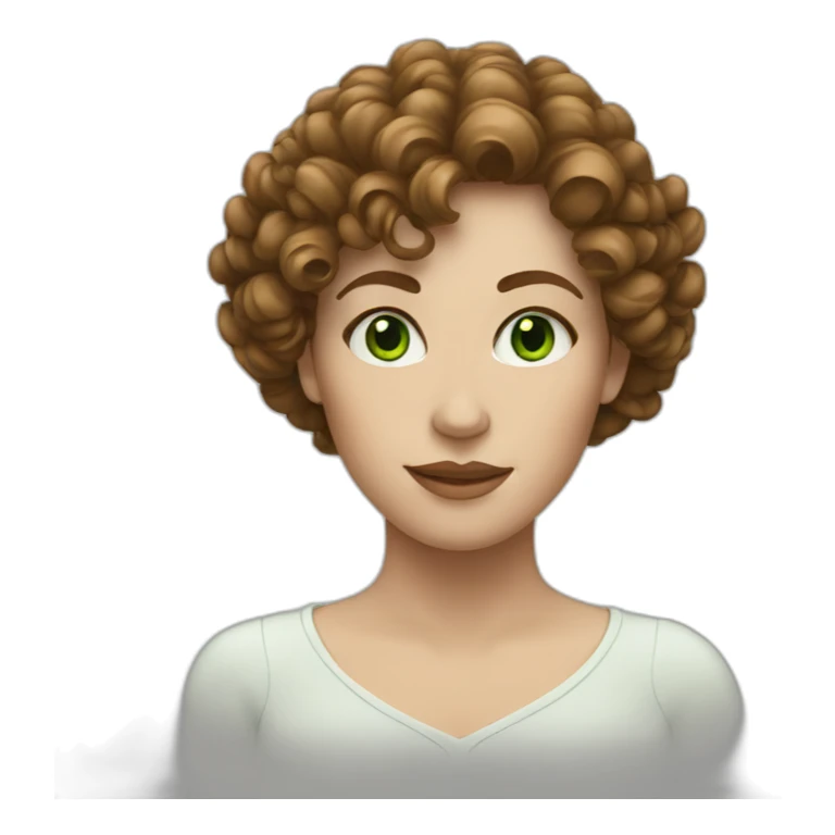 white woman with green eyes and curly brown hair sticker