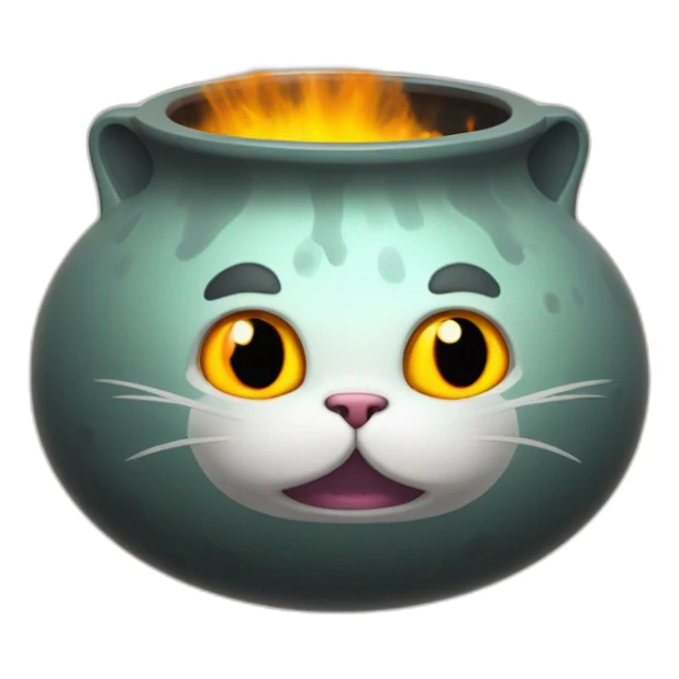 3d sphere with a cartoon filthy cauldron Cat skin texture with sincere eyes sticker