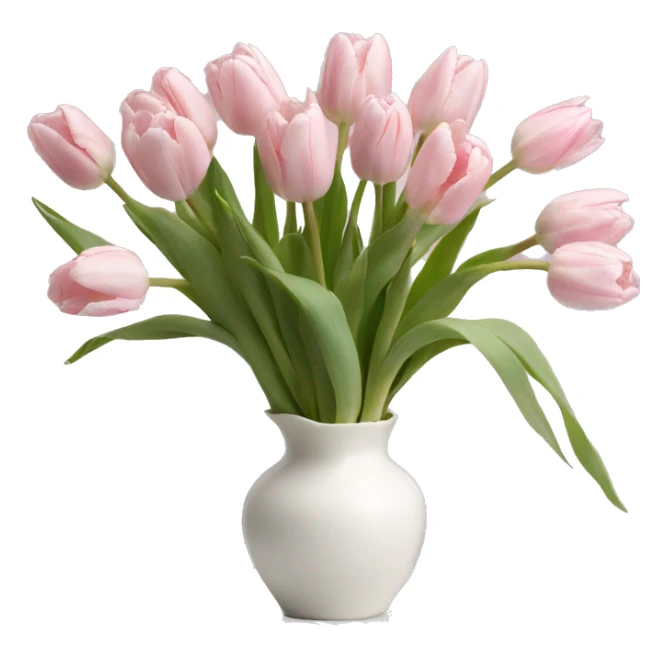 Light pink tulips in white vase in bow  sticker