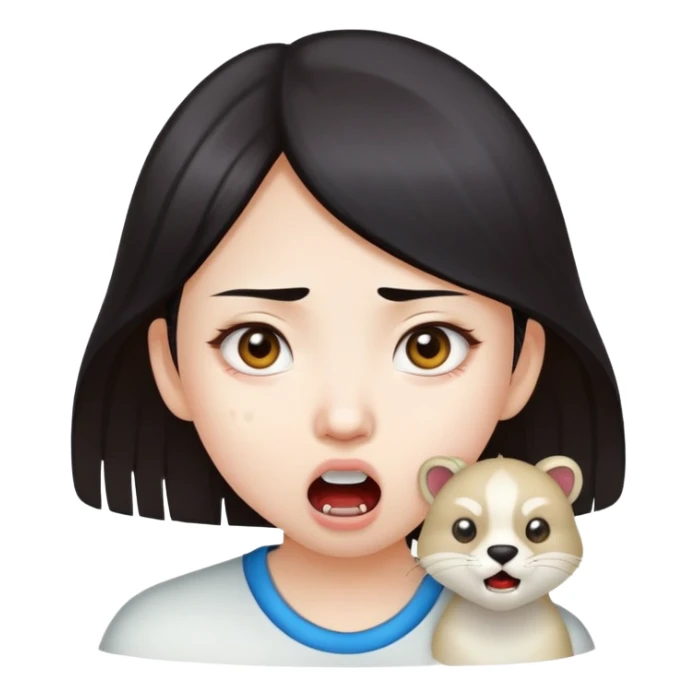 Asian girl with rabies sticker