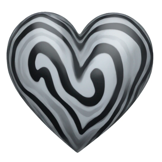 a grey and black swirled glass heart sticker