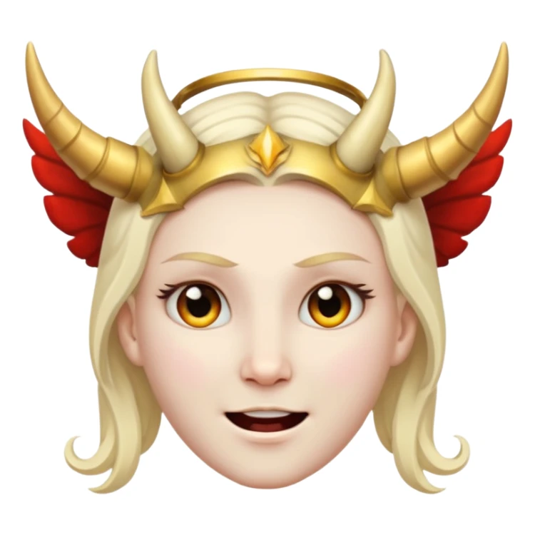 face split between angel and demon with halo and horn sticker
