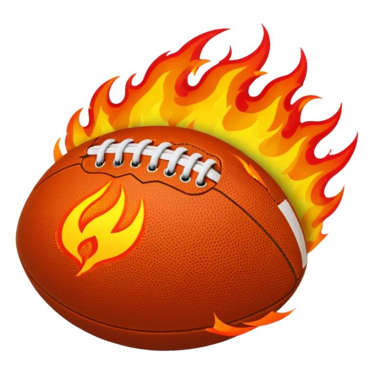 a football with fire around it sticker