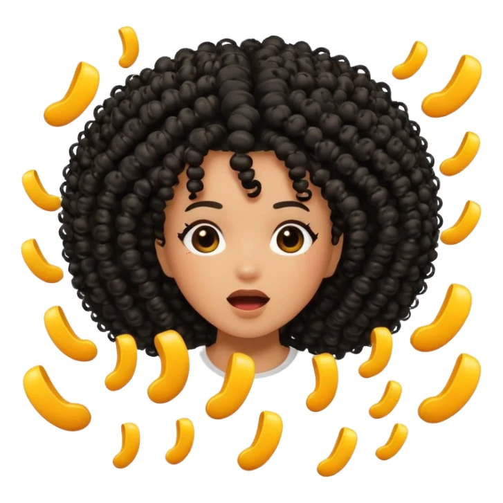 black kinky curly hair falling off with exclamation marks sticker