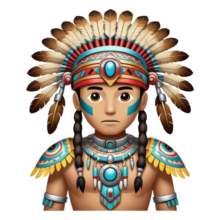 Full Robotic humanoid wearing native American regalia sticker