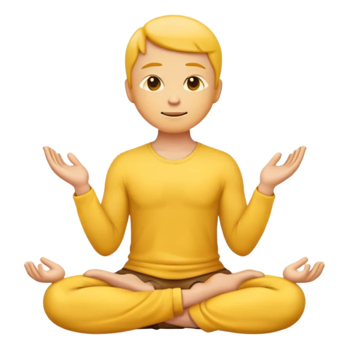 classic yellow emoji meditating, sitting cross-legged, peaceful expression sticker