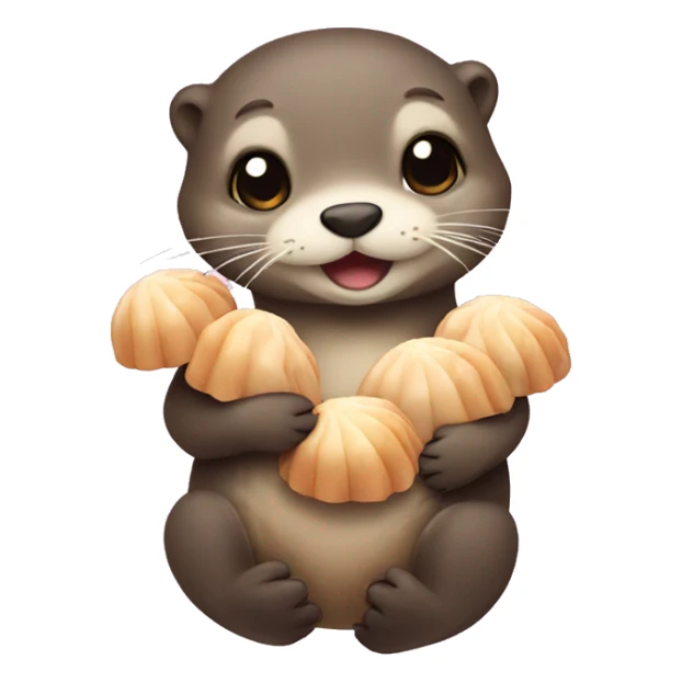 Cute Otter holding a bunch of scallops sticker
