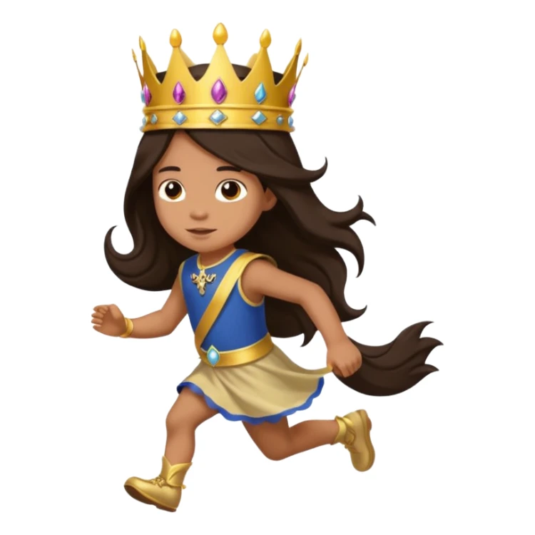 I want a royal child with dark brown long hair running sticker