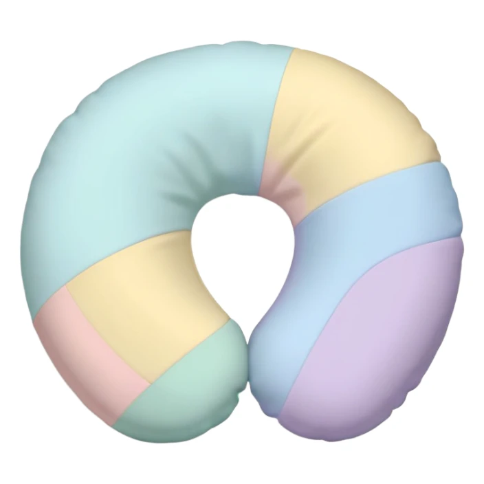 Travel neck pillow with subtle soft colors, not bright sticker