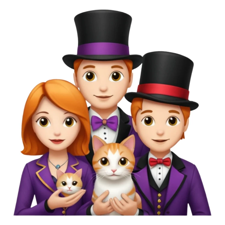 magician couple and their pet cat sticker