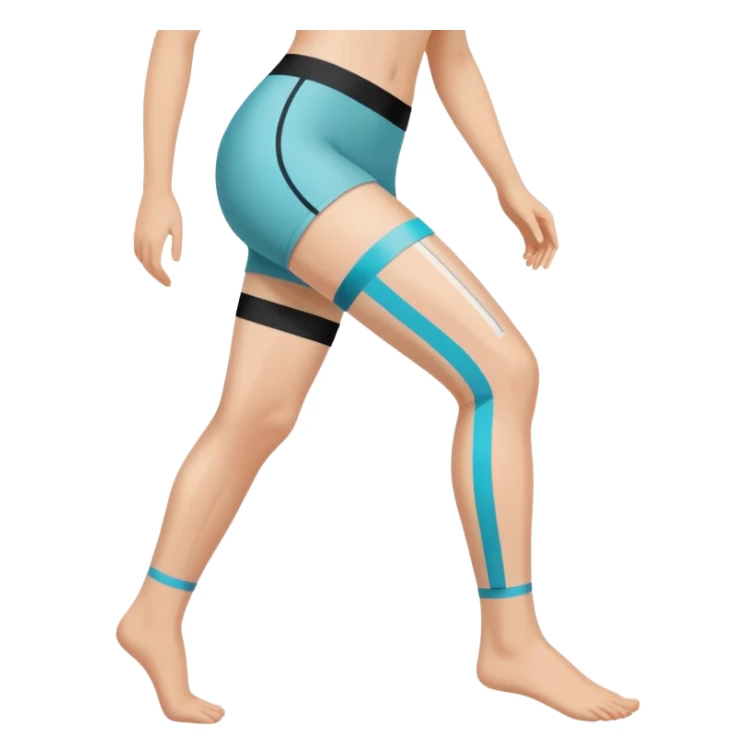 leg with kinesio tape (physiotherapy) around knee sticker