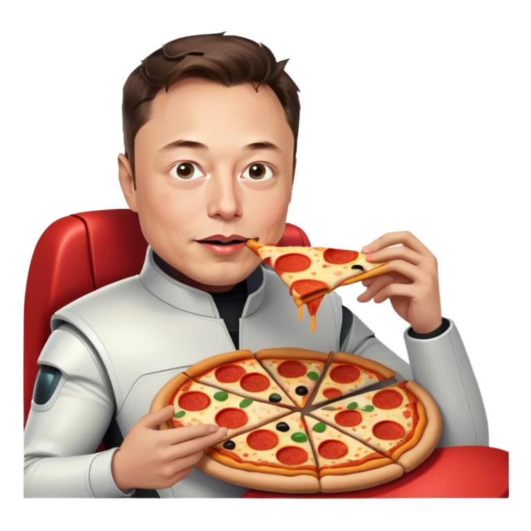 ELON MUSK EATING PIZZA IN A TESLA sticker