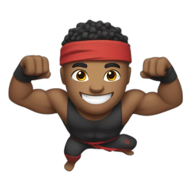 Ninja Warrior Athlete grabbig a bar with one hand smiling sticker