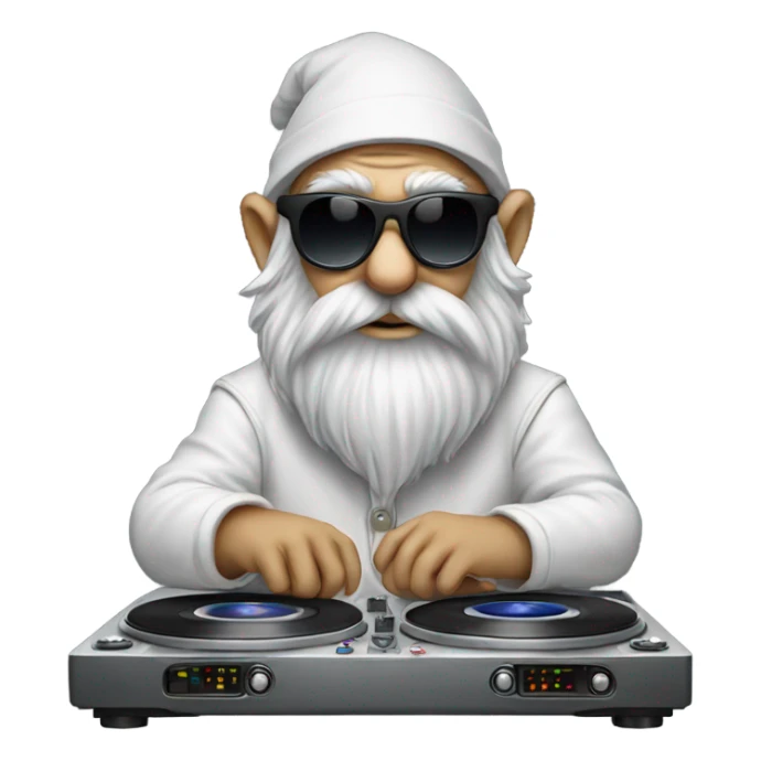 Focused Dj gnome wih sunglasses ad turntables  sticker