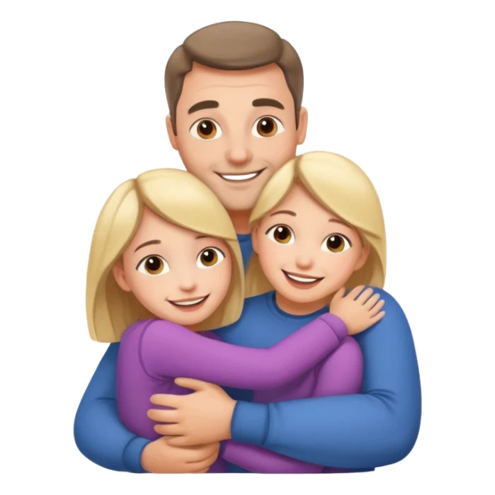 dad and daughter hugging, cheerful and cute sticker