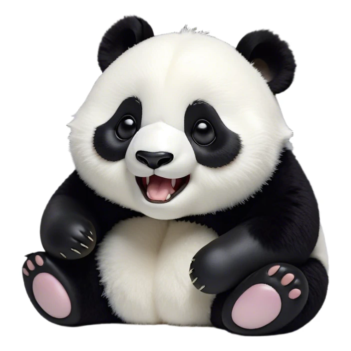 Cinematic Cute Yawning Panda Portrait Emoji, Head tilted slightly with a dramatic, wide-open yawn, showcasing a soft, plush black and white Fur with droopy ears, round eyes barely open in drowsy contentment, Simplified yet irresistibly adorable features, highly detailed, glowing with a soft, cozy glow, high shine, relaxed yet expressive, stylized with a touch of gentle whimsy, bright and endearing, soft glowing outline, capturing the essence of a sleepy yet affectionate panda, so drowsy it feels like it could stretch right out of the screen and curl up for a nap! sticker