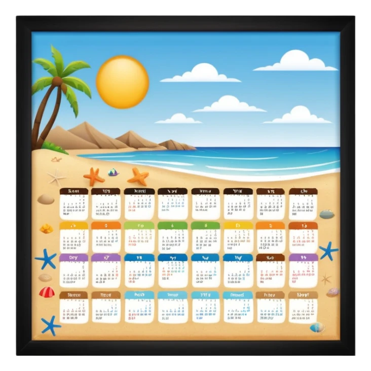 calendario playero con los dias y el mes sticker