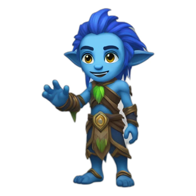 warcraft night elf druid male waving with blue skin sticker