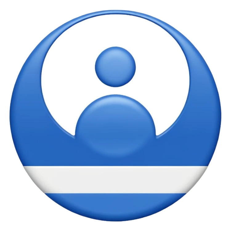 Abstracte staf van Olympia'18 met de hoofdkleuren blauw en wit sticker