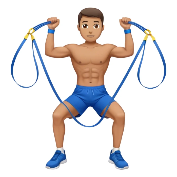 fit man with blue shorts resistance bands exercises sticker