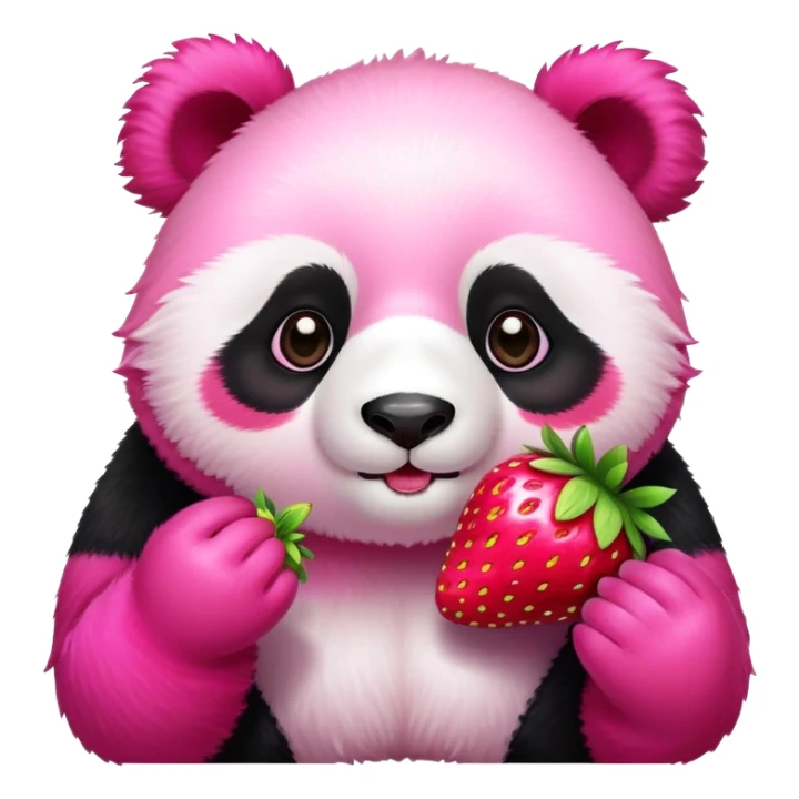 pink panda eating pink strawberry  sticker