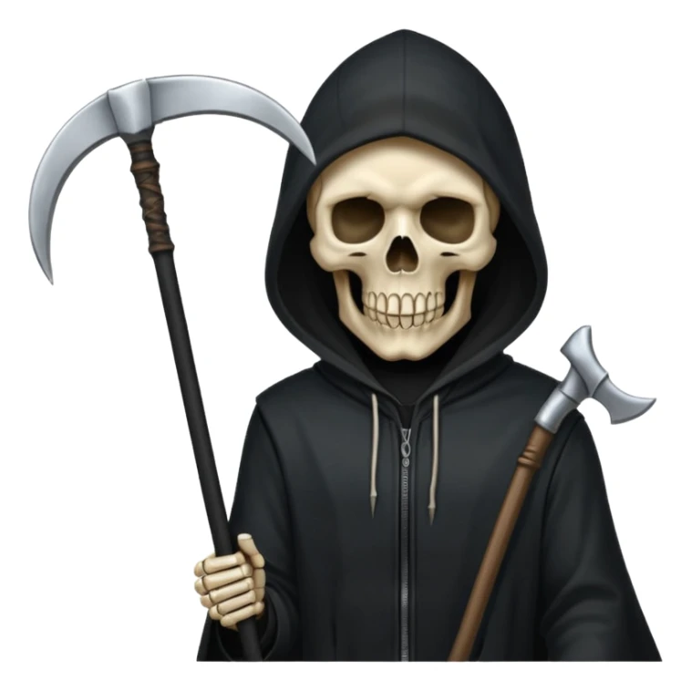 zoomed black hood skull scythe sticker