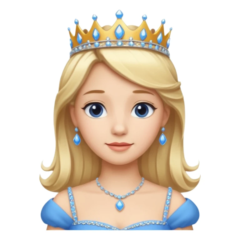 Princess in Blue Dress with Tiara, Blonde Hair sticker