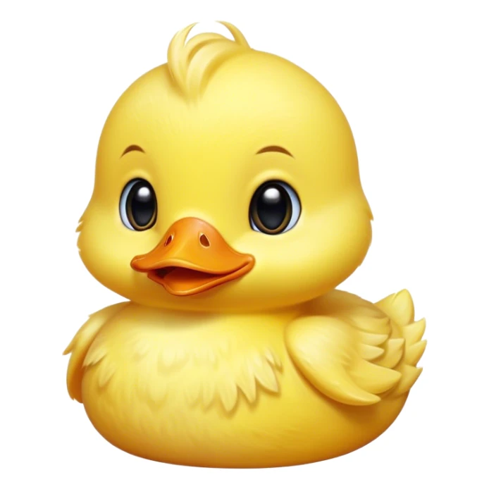 Cinematic Comical Yellow Baby Duck Portrait Emoji, Head tilted dramatically with an exaggeratedly amused expression, featuring a striking, fluffy yellow downy coat with a tiny quirky beak, wide, expressive eyes filled with playful disbelief, Simplified yet hilariously expressive features, highly detailed, glowing with a slightly sassy glow, high shine, dramatic yet playful, stylized with an air of cheeky mischief, bright and endearing, soft glowing outline, capturing the essence of a spirited and over-the-top duckling, so meme-worthy it feels like it could peep its way into internet fame instantly! sticker