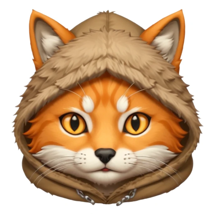 The emoji orange cat with a wolf's hood on its head
 sticker