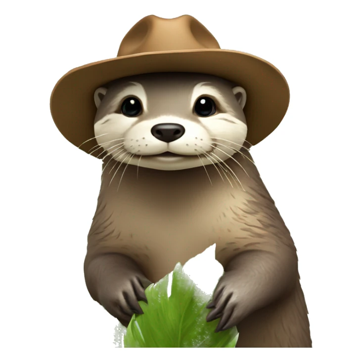 loutre avec un chapeau de cowboy sur une plante sticker