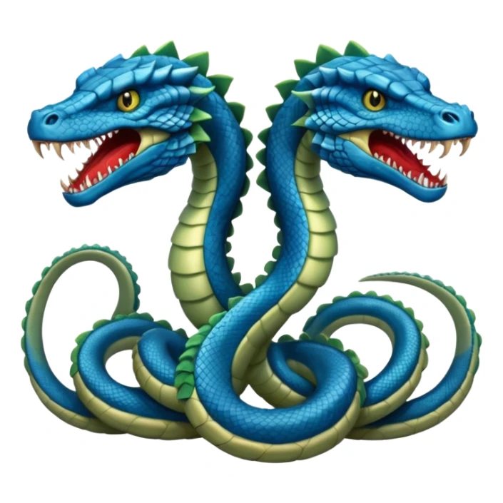 blue hydra, strong reptilian body with multiple serpent-like heads rising from its neck sticker