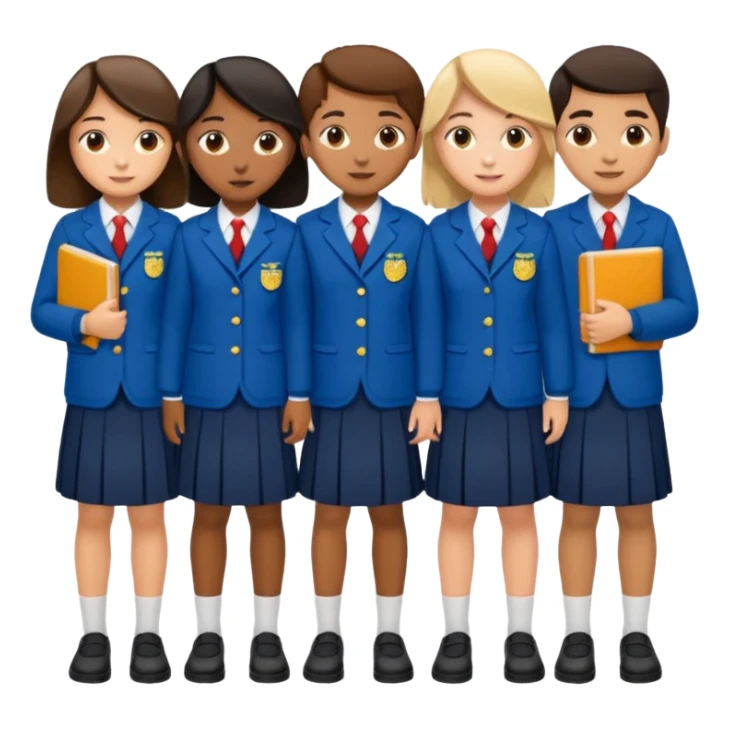 Display a complete set of women's school uniforms sticker