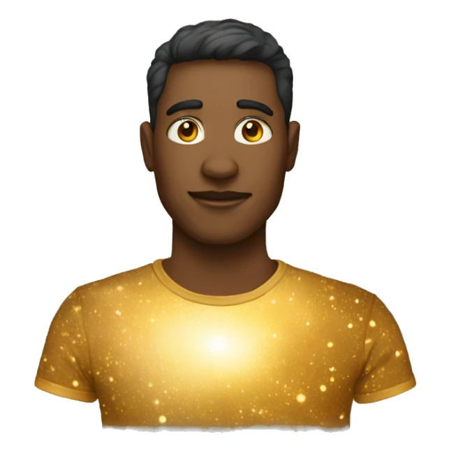 Person wearing t shirt filled with golden galaxies sticker