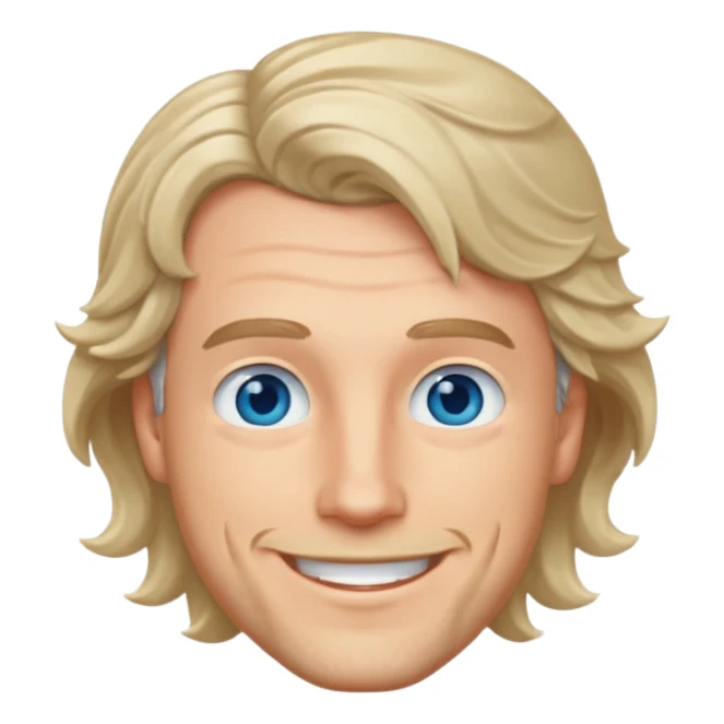 white man, wavy hair mid length, blue eyes, stubble sticker