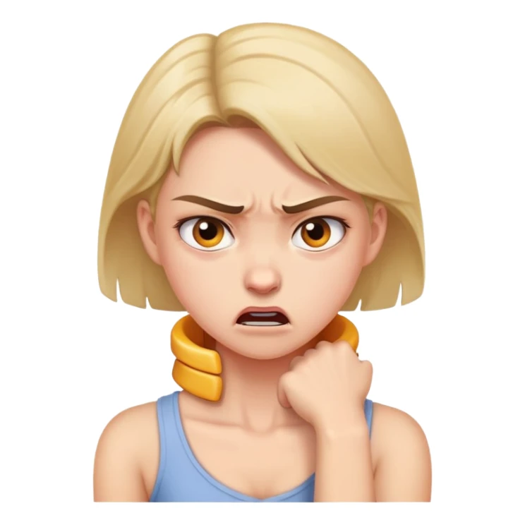 Girl holding neck mad sticker